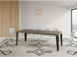 Mesa extensible 90x140/244 cm Flame Premium gris paloma patas antracita