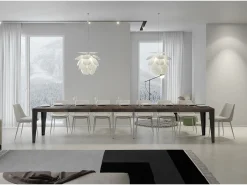 Mesa extensible 90x160/420 cm Flame Premium Nogal estructura Antracita