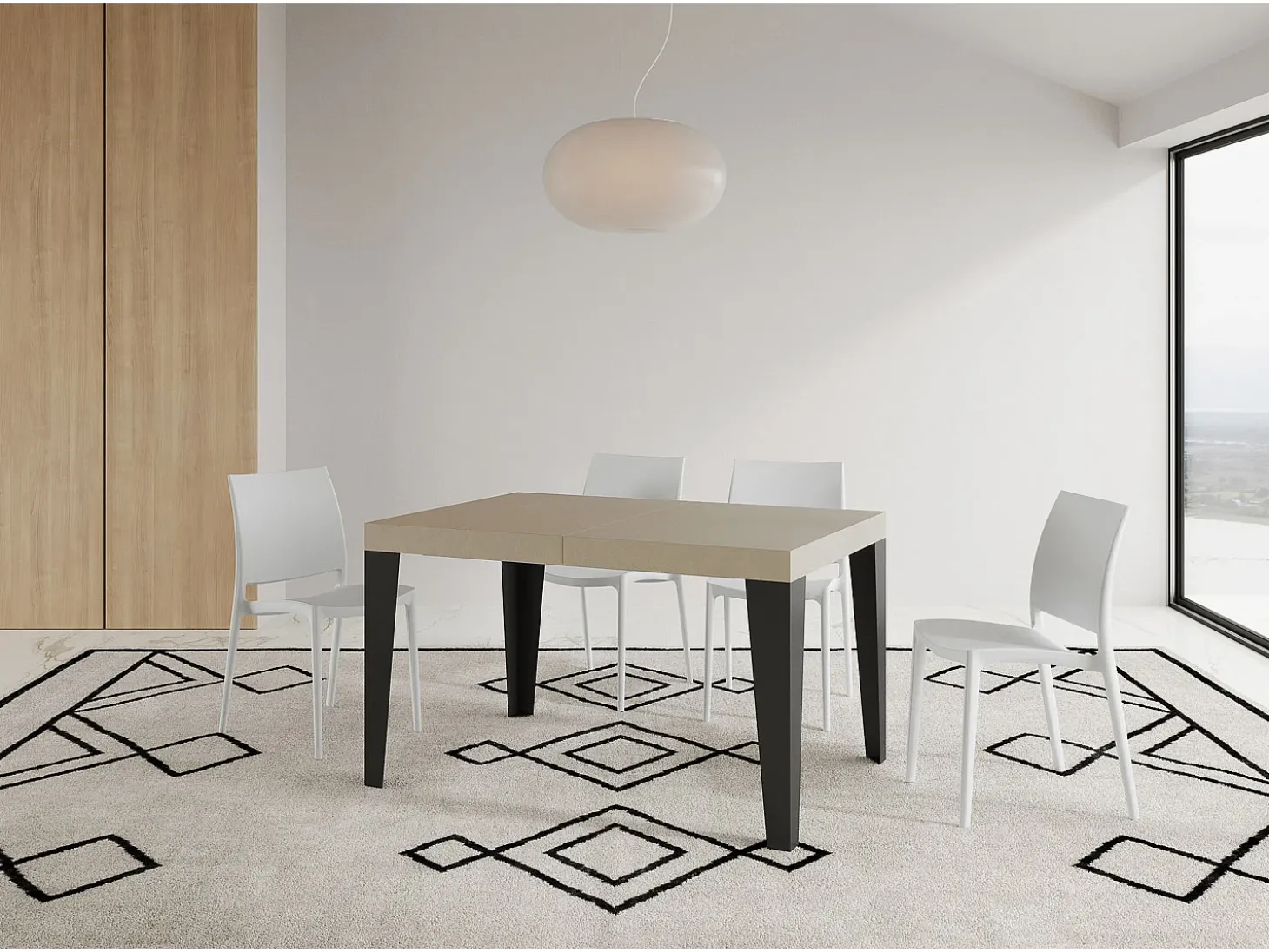 Mesa extensible 120/204x80 cm Flame cachemira patas antracita