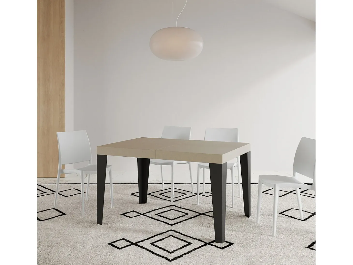 Mesa extensible 120/204x80 cm Flame cachemira patas antracita