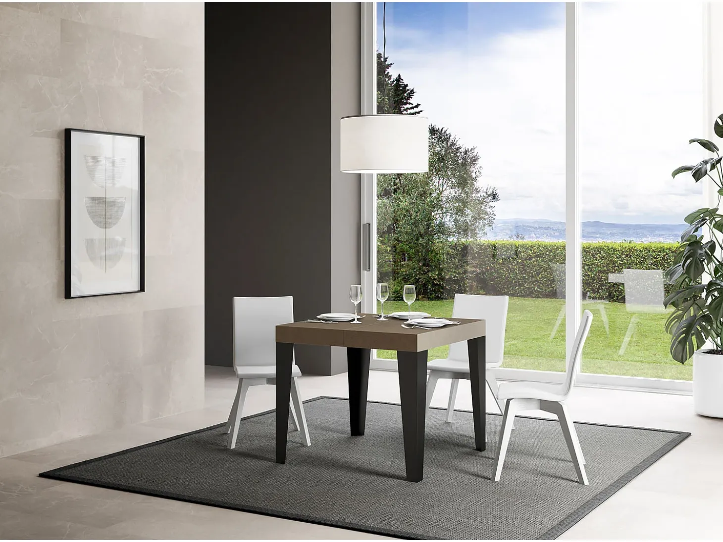 Mesa extensible 90/246x90 cm Flame gris paloma patas antracita