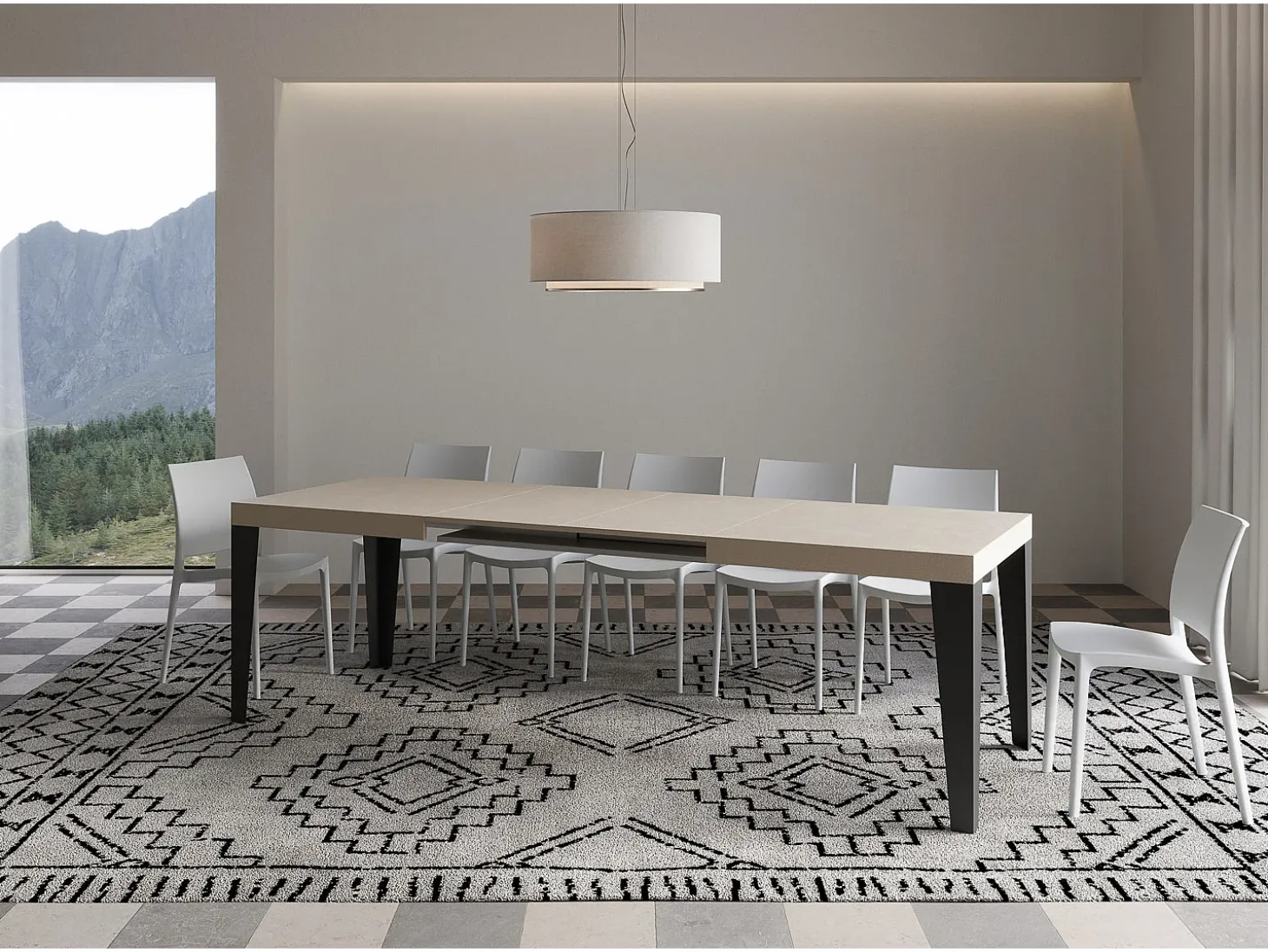 Mesa extensible 160/264x90 cm Flame cachemira patas antracita