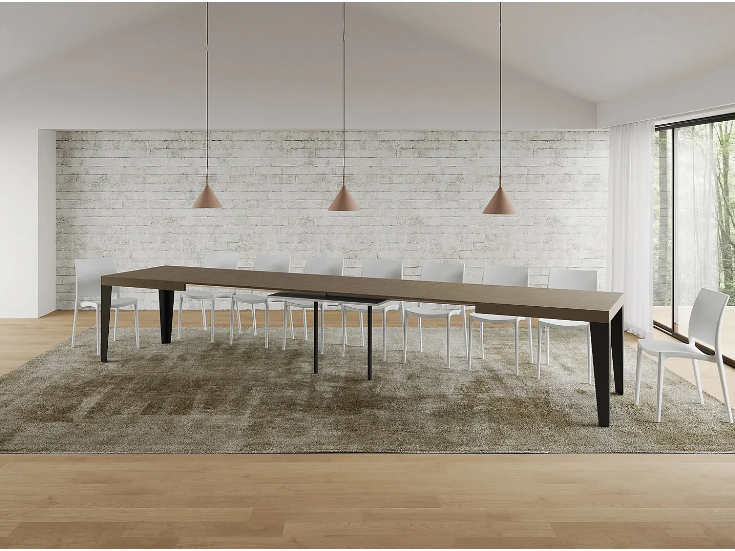 Mesa extensible 90x180/440 cm Flame gris paloma patas antracita