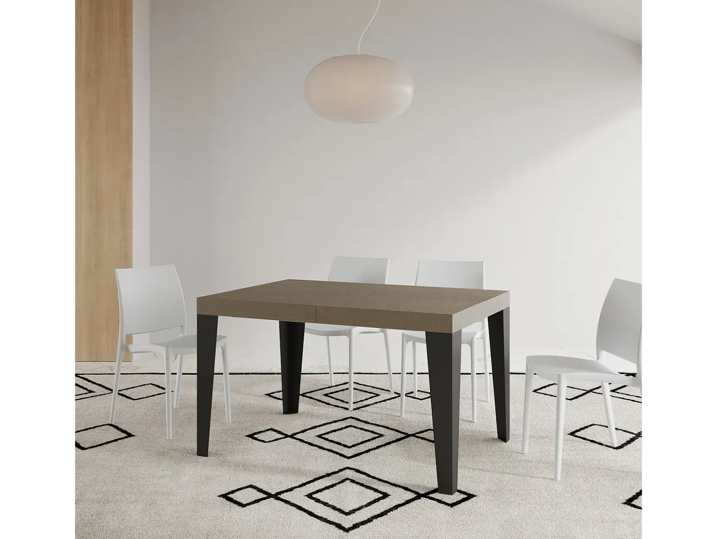 Mesa extensible 120/224x90 cm Flame gris paloma patas antracita
