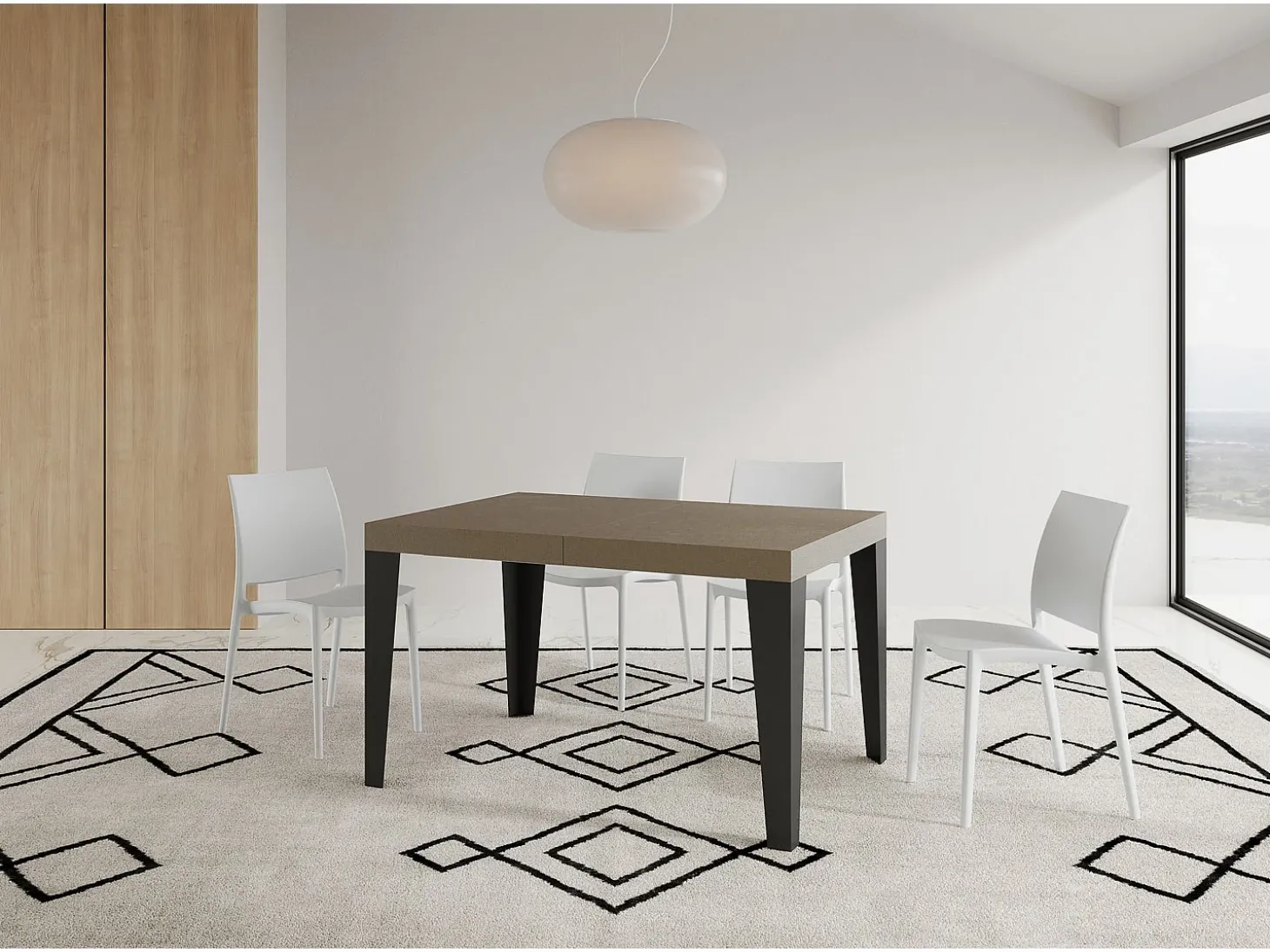 Mesa extensible 120/224x90 cm Flame gris paloma patas antracita