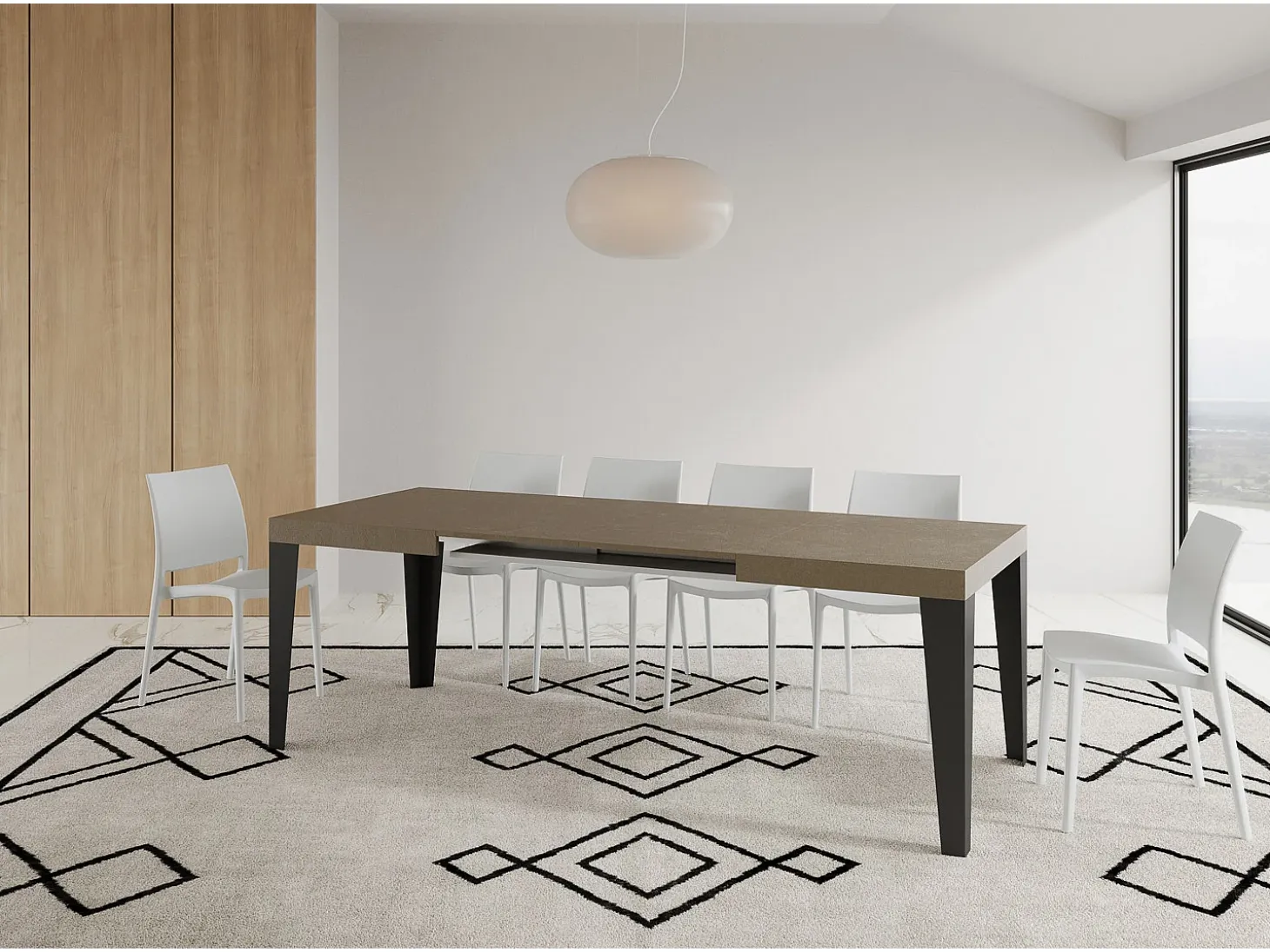 Mesa extensible 120/224x90 cm Flame gris paloma patas antracita