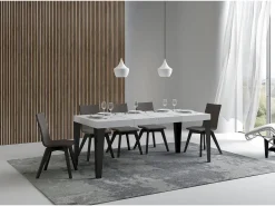 Mesa extensible 90x140/400 cm Flame Premium Fresno Blanco estructura Antracita