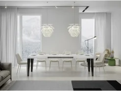 Mesa extensible 200/460x90 cm Flame fresno blanco patas antracita