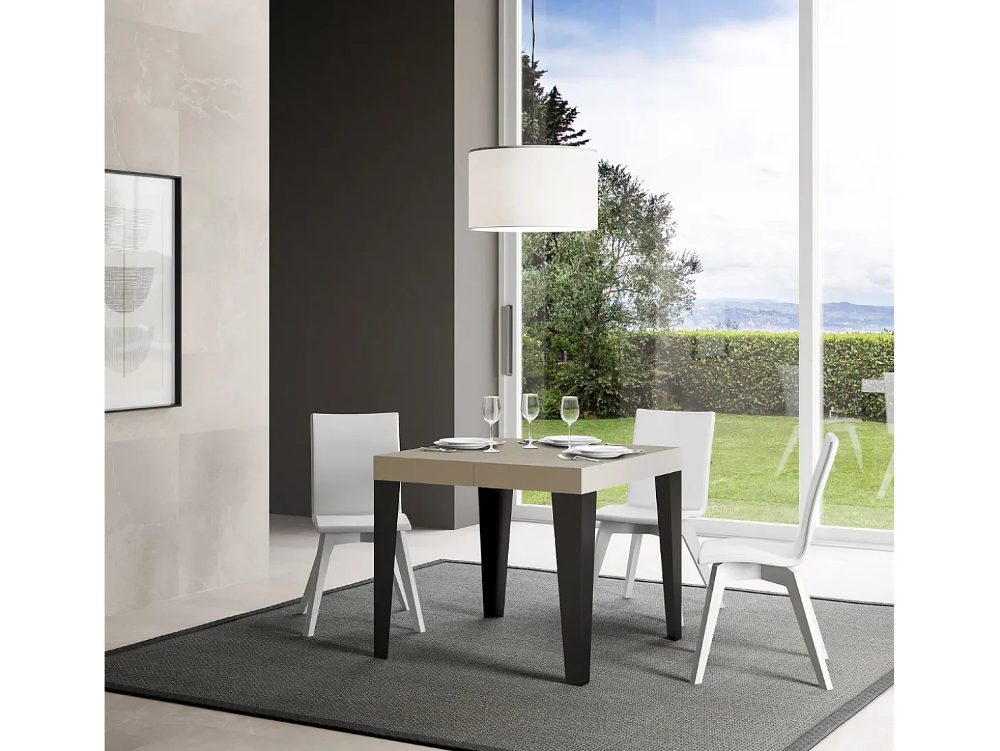 Mesa extensible 90/246x90 cm Flame cachemira patas antracita