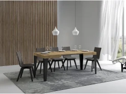 Mesa extensible 110/194x70 cm Flame roble natural patas antracita
