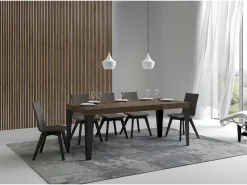 Mesa extensible 120/224x90 cm Flame Premium nogal patas antracita