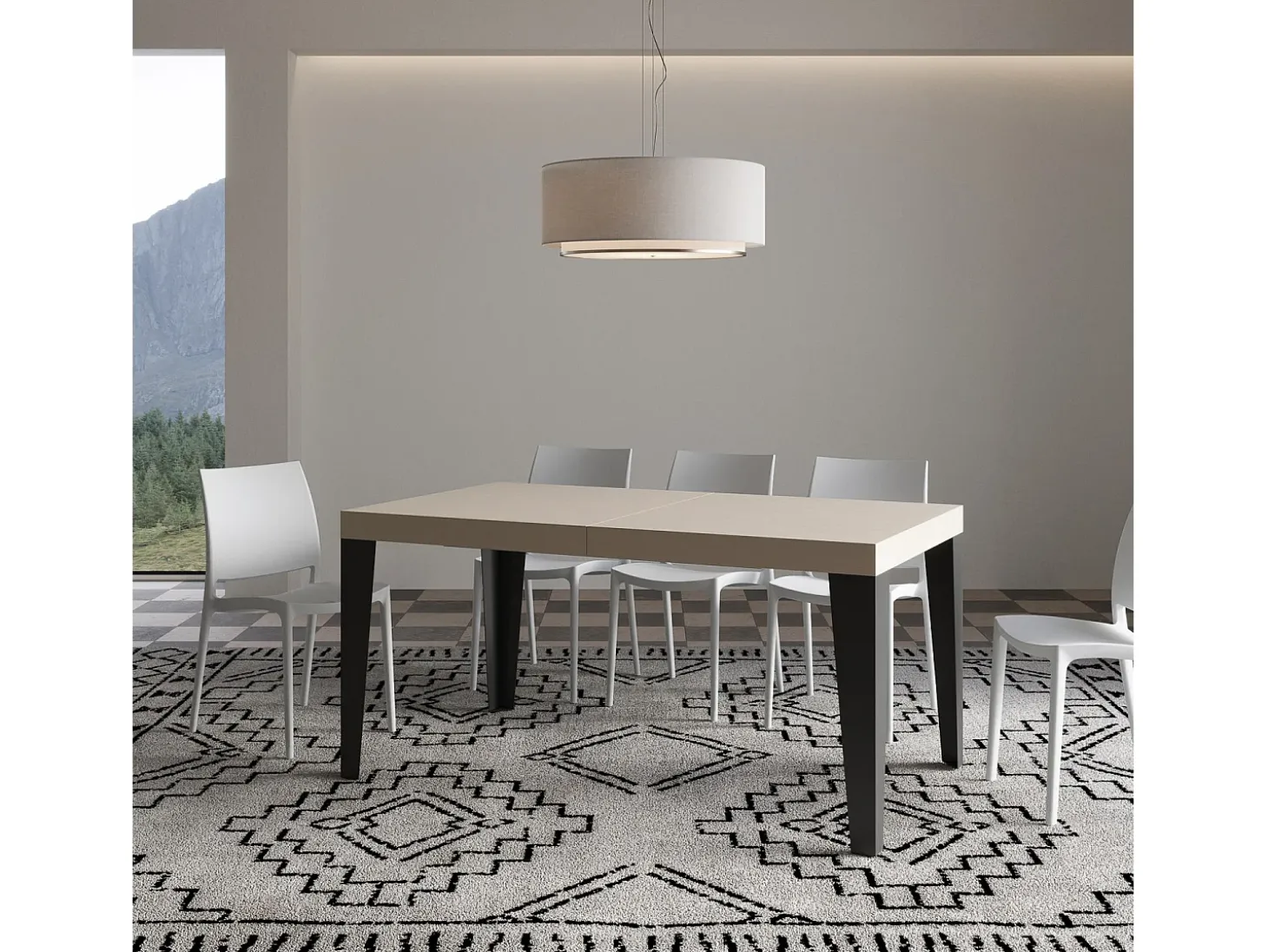Mesa extensible 160/420x90 cm Flame cachemira patas antracita