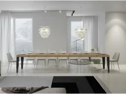Mesa extensible 120/380x90 cm Flame Premium roble natural con patas antracita