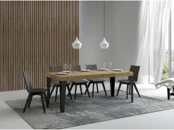 Mesa extensible 120/380x90 cm Flame Premium roble natural con patas antracita