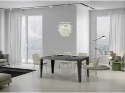Mesa extensible 90x140/400 cm Flame Premium Cemento estructura Antracita