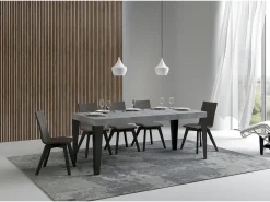 Mesa extensible 90x140/400 cm Flame Premium Cemento estructura Antracita