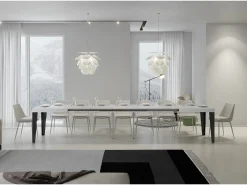 Mesa extensible 120/380x90 cm Fresno blanco llama patas antracita