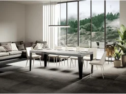 Mesa extensible 120/380x90 cm Fresno blanco llama patas antracita