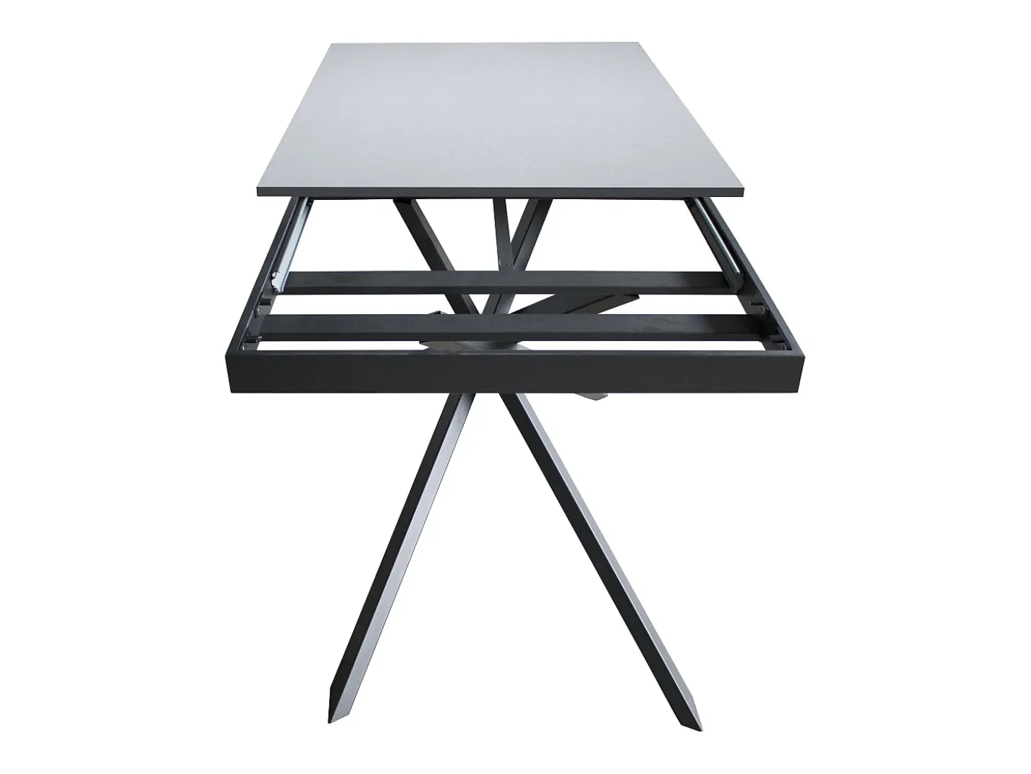 Mesa extensible 90x120/180 cm Ganty Fresno Blanco - Canto Antracita Estructura Antracita