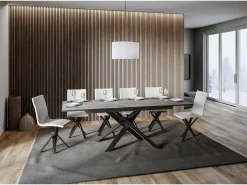 Mesa extensible 90x160/220 cm Ganty Cemento - Canto antracita Estructura antracita