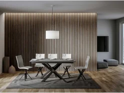 Mesa extensible 90x160/220 cm Ganty Cemento - Canto antracita Estructura antracita