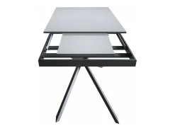 Mesa extensible 90x120/180 cm Ganty Blanco Espátula - Canto Antracita Estructura Antracita