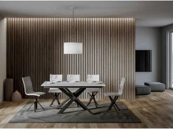Mesa extensible 90x160/220 cm Ganty Fresno Blanco - canto del mismo color que la estructura Antracita
