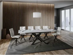 Mesa extensible 90x160/220 cm Ganty Fresno Blanco - canto del mismo color que la estructura Antracita