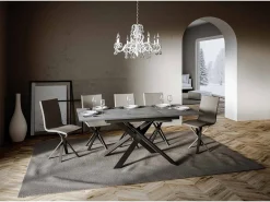 Mesa extensible 90x120/180 cm Ganty Cemento - canto del mismo color que la estructura Antracita