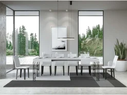 Mesa extensible 90x120/224 cm Ghibli Fresno Blanco estructura Antracita