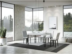 Mesa extensible 90x120/224 cm Ghibli Fresno Blanco estructura Antracita