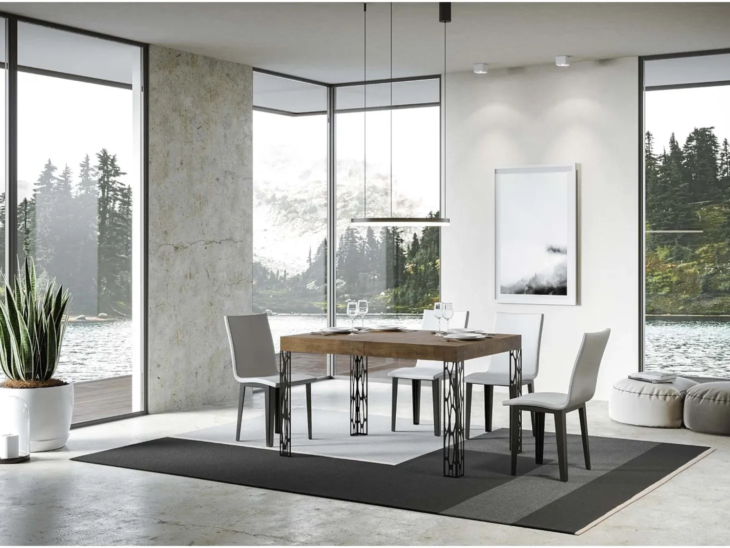 Mesa extensible 80x140/224 cm Ghibli Nogal estructura Antracita