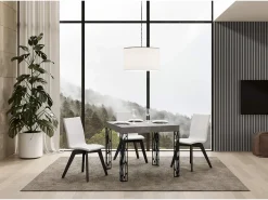 Mesa extensible 90x90/246 cm Ghibli Cemento estructura Antracita