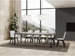 Mesa extensible 90x90/246 cm Ghibli Cemento estructura Antracita
