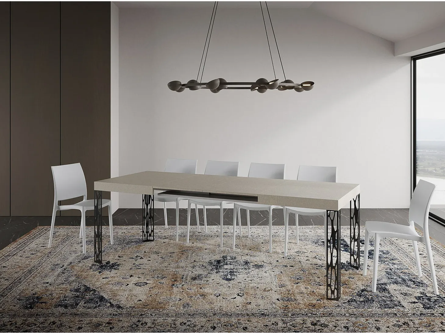 Mesa extensible 80x140/224 cm Ghibli Cachemira estructura Antracita