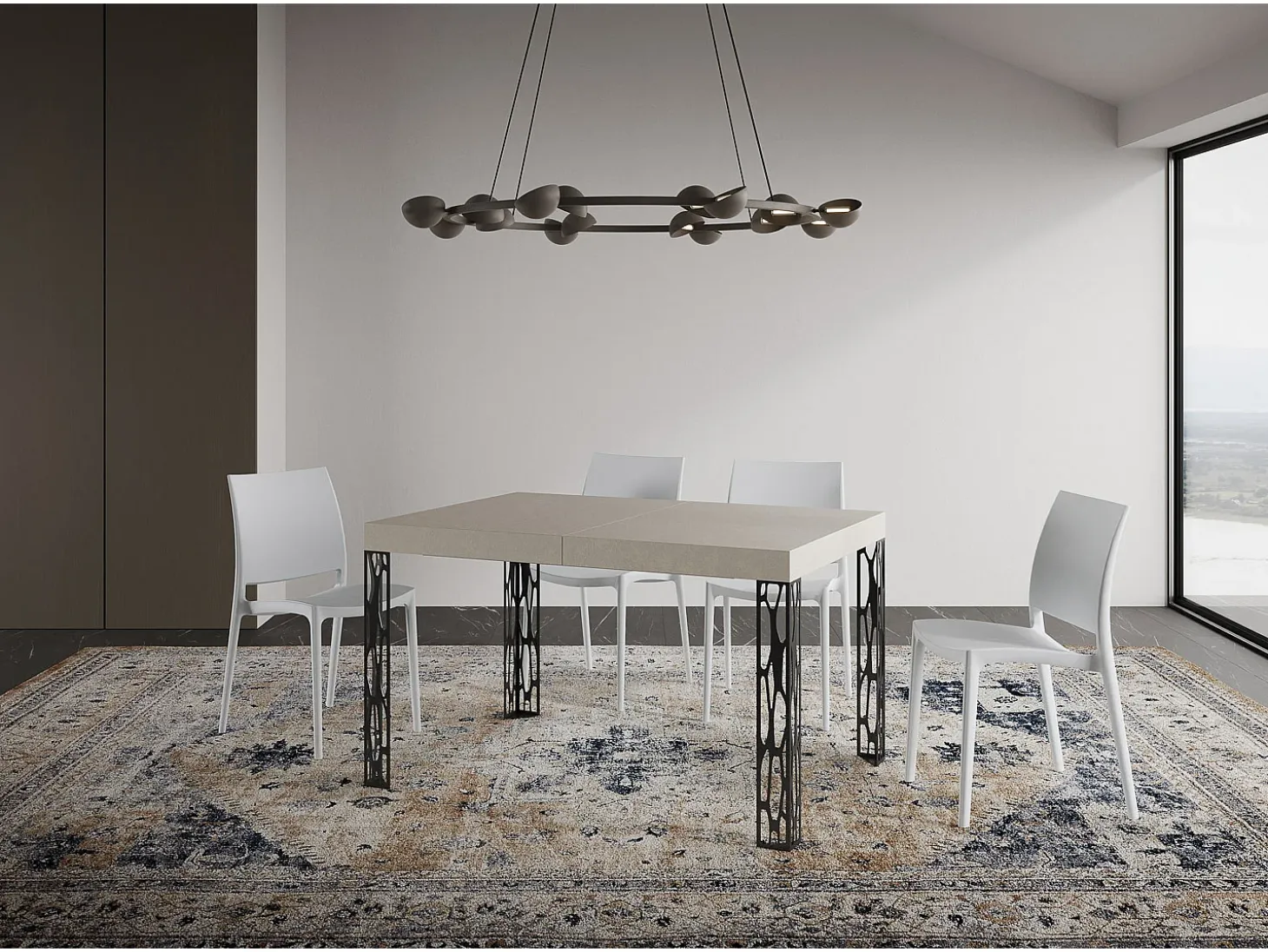 Mesa extensible 80x140/224 cm Ghibli Cachemira estructura Antracita
