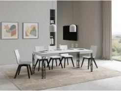 Mesa extensible 70x110/194 cm Ghibli Fresno Blanco estructura Antracita