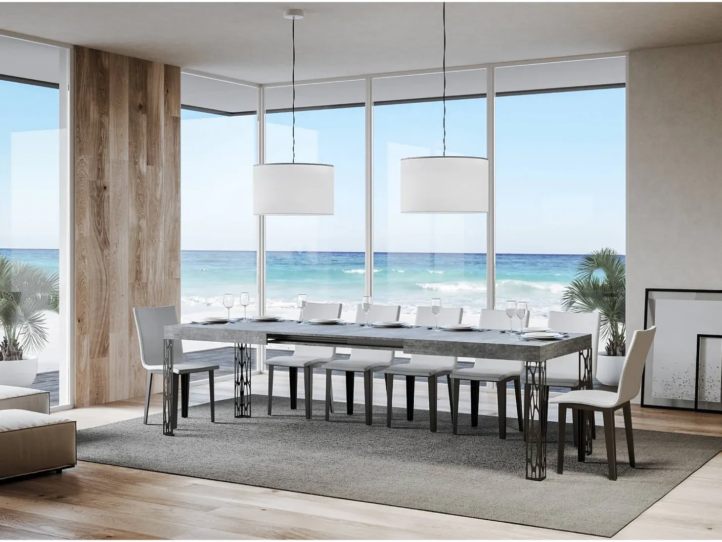Mesa extensible 80x160/244 cm Ghibli Cemento estructura Antracita