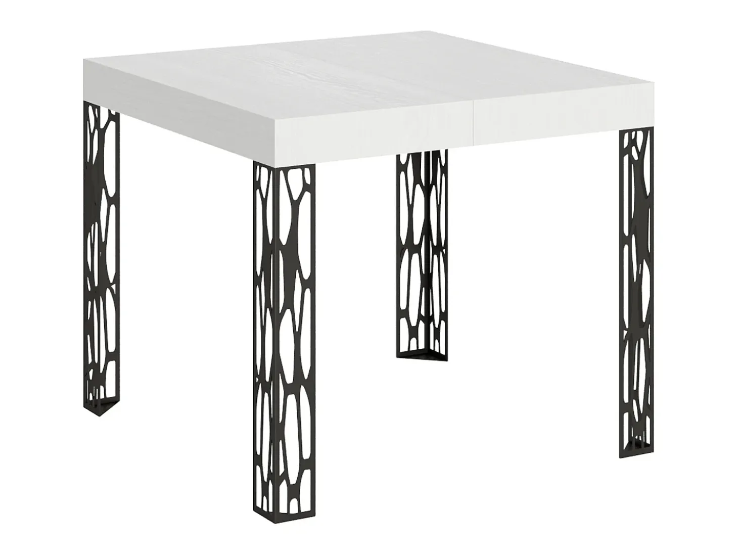 Mesa extensible 90x90/246 cm Ghibli Fresno Blanco estructura Antracita