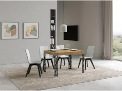 Mesa extensible 80x120/204 cm Ghibli Roble Natural estructura Antracita