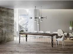 Mesa extensible 90x200/304 cm Karamay Premium Nogal estructura Antracita