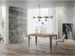Mesa extensible 90x160/420 cm Karamay Premium Roble Natural estructura Antracita