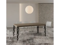 Mesa extensible 90x180/440 cm Karamay Premium gris paloma patas antracita