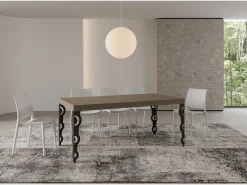 Mesa extensible 90x180/440 cm Karamay Premium gris paloma patas antracita