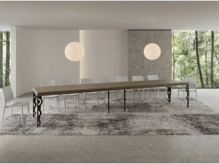 Mesa extensible 90x180/440 cm Karamay Premium gris paloma patas antracita