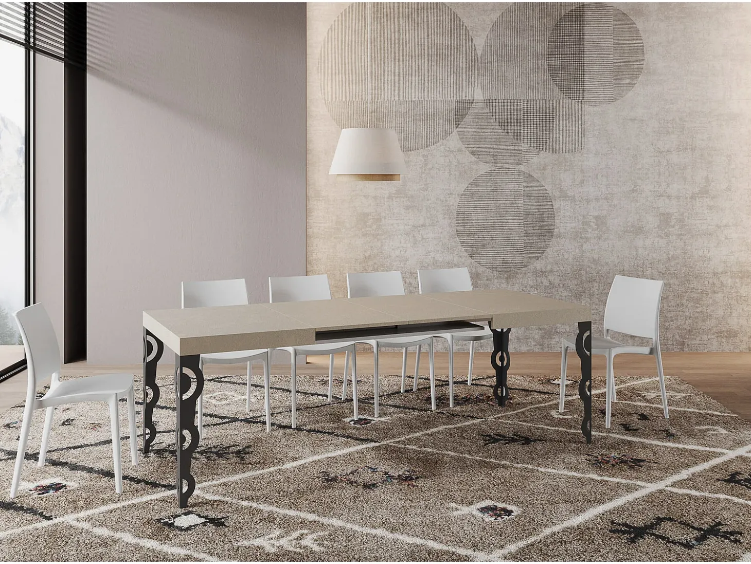 Mesa extensible 140/244x90 cm Karamay cachemira patas antracita