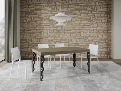 Mesa extensible 90x160/264 cm Karamay Premium gris paloma patas antracita