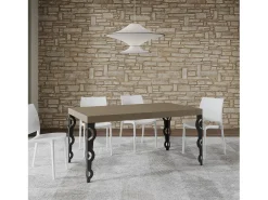 Mesa extensible 90x160/264 cm Karamay Premium gris paloma patas antracita