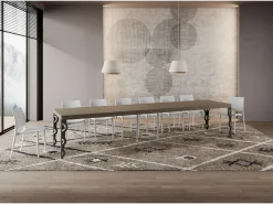 Mesa extensible 90x140/400 cm Karamay Premium gris paloma patas antracita