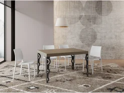 Mesa extensible 90x140/400 cm Karamay Premium gris paloma patas antracita